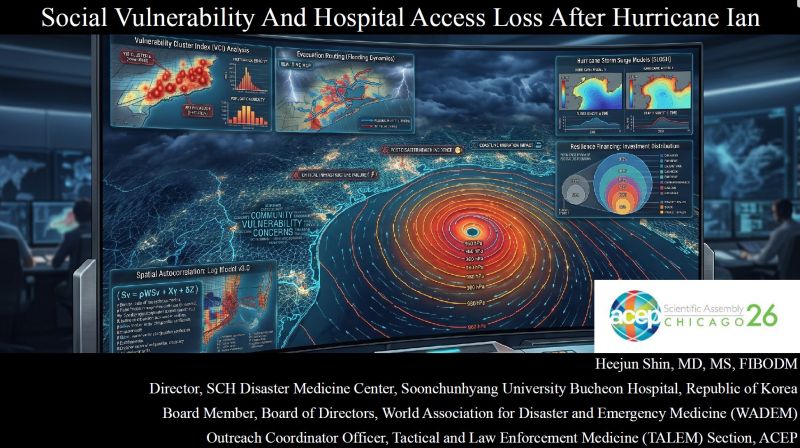 Social Vulnerability and Hospital Access Loss After Hurricane Ian 연구 제목 그래픽. 현장 사진이나 검증된 결과 차트가 아님.